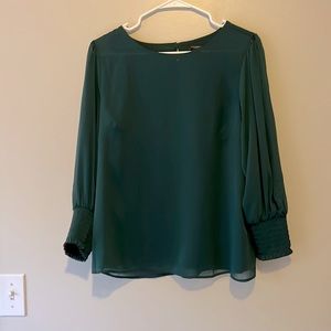 Ann Taylor dark green chiffon blouse, size M